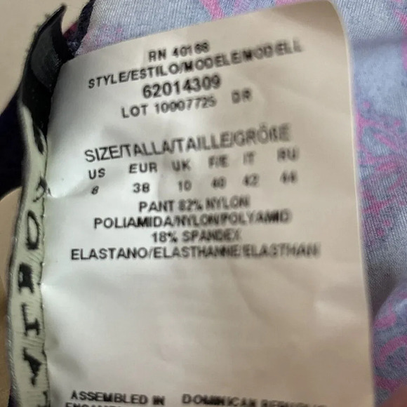 Talbots Miraclesuit High Rise Fold Over Bikini Bottom Estilo Blue Magenta Size 8 - Picture 9 of 11